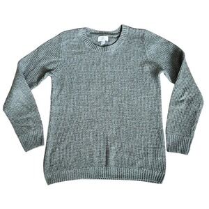 Market & Spruce Women's Green Textured Knit Crew Neck Pullover Sweater Med 106